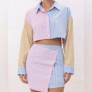 NWT Pretty Garbage Long Sleeve Crop Top and Skirt Set , Size Small